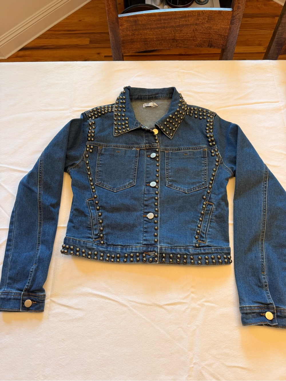 Kiw Studded Dark Blue Denim Jacket - Women's